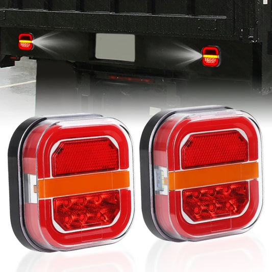 2pcs 12-24V 28LEDs Square Trailer Taillight - Brake Lights by buy2fix | Online Shopping UK | buy2fix