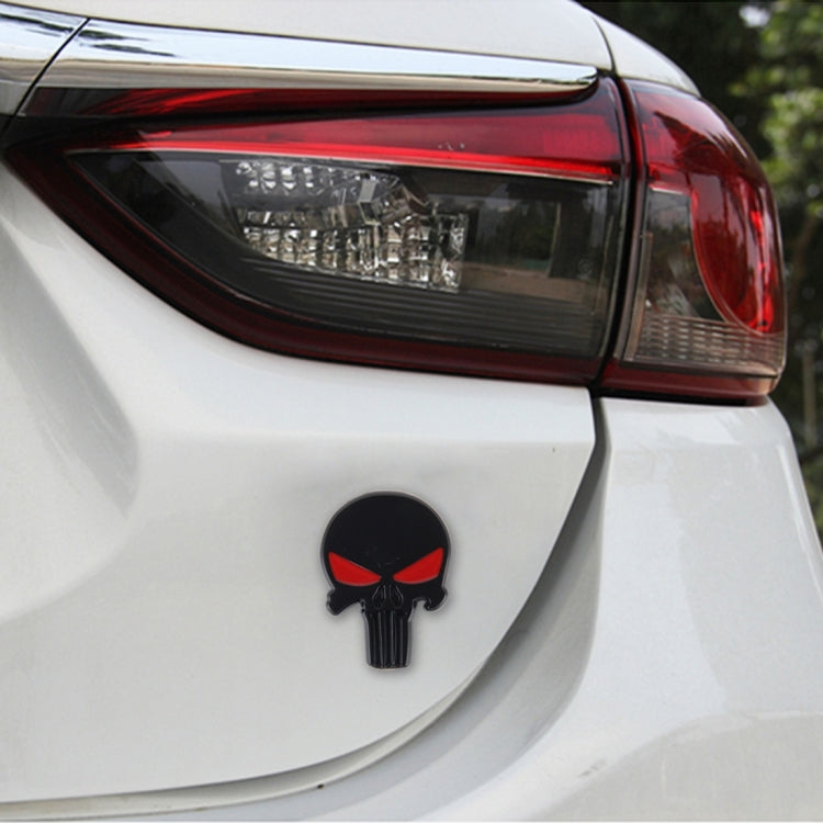 Black Skull with Red Eyes Metal Car Sticker - 3D Metal Sticker by buy2fix | Online Shopping UK | buy2fix