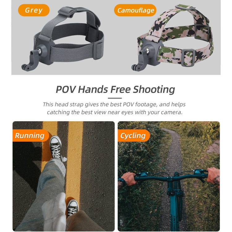 Sunnylife TD672 360 Rotation Adjustable Head Strap Vlog POV Mount Belt for GoPro, Insta360, DJI Osmo Action and Other Action Cameras  (Grey) - Head Belt by Sunnylife | Online Shopping UK | buy2fix