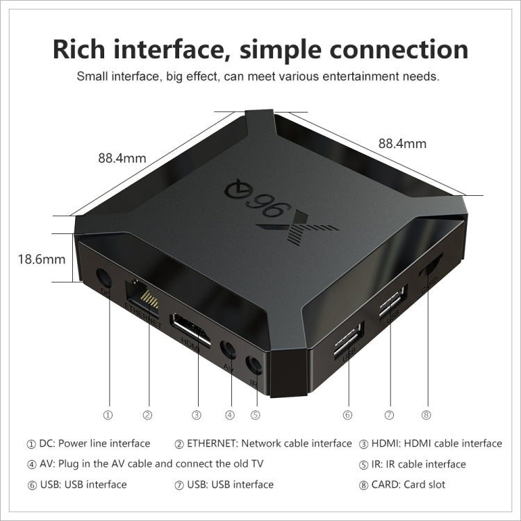 X96Q HD 4K Smart TV Box without Wall Mount, 4GB+64GB, Android 10.0, Allwinner H313 Quad Core ARM Cortex A53 , Support TF Card, HDMI, RJ45, AV, USB x 2 (AU Plug) - Allwinner H3 by buy2fix | Online Shopping UK | buy2fix