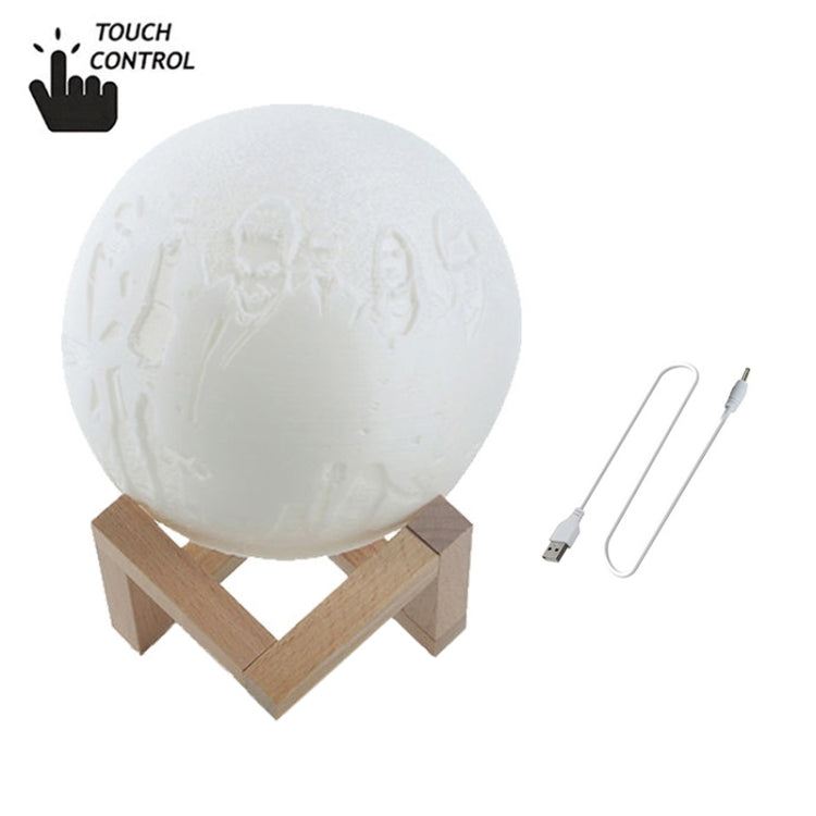 Customized Touch Switch 2-color 3D Print Moon Lamp USB Charging Energy-saving LED Night Light with Wooden Holder Base, Diameter:13cm - Night Lights by buy2fix | Online Shopping UK | buy2fix