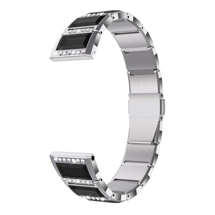 For Samsung Galaxy Watch 3 45mm Stainless Steel Diamond Encrusted Watch Band(Silver+Black) - Watch Bands by buy2fix | Online Shopping UK | buy2fix