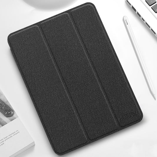 For iPad Pro 11 2022 / 2021 / 2020 Mutural YASHI Series TPU + PU Cloth Pattern Texture Horizontal Flip Leather Tablet Case with Three-folding Holder & Pen Slot & Wake-up / Sleep Function(Black) - iPad Pro 11 (2022/2021) Cases by Mutural | Online Shopping UK | buy2fix