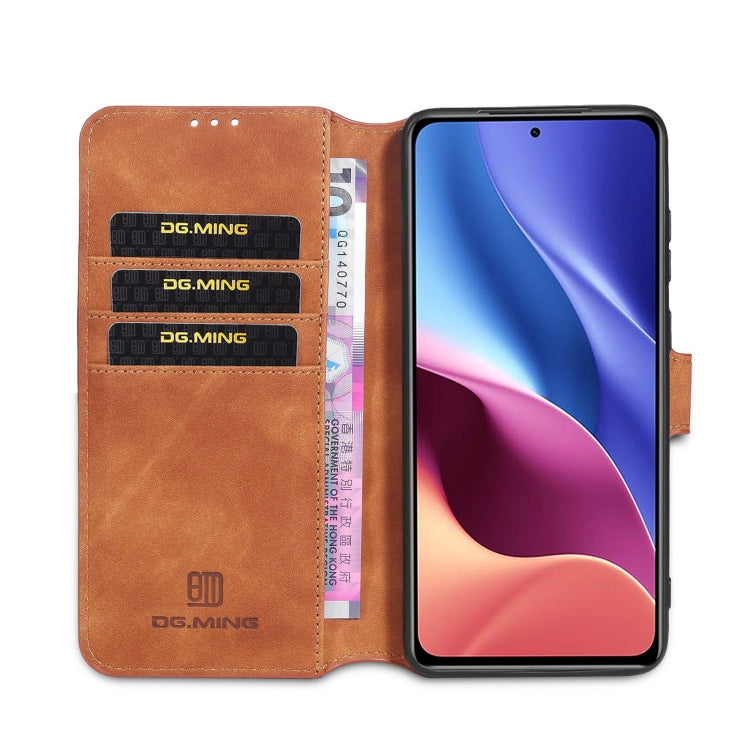 For Xiaomi Redmi K40 Pro DG.MING Retro Oil Side Horizontal Flip Leather Case with Holder & Card Slots & Wallet(Brown) - Xiaomi Cases by DG.MING | Online Shopping UK | buy2fix