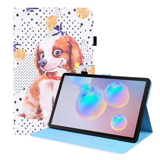 For Samsung Galaxy Tab S8 / Galaxy Tab S7 2020 SM-T870 / SM-T875 Animal Pattern Horizontal Flip Leather Case with Holder & Card Slots & Photo Frame(Little Flower Dog) - Galaxy Tab S8 Cases by buy2fix | Online Shopping UK | buy2fix