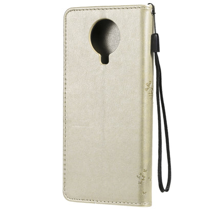 For Nokia G10 Tree & Cat Pattern Pressed Printing Horizontal Flip PU Leather Case with Holder & Card Slots & Wallet & Lanyard(Gold) - Nokia Cases by buy2fix | Online Shopping UK | buy2fix