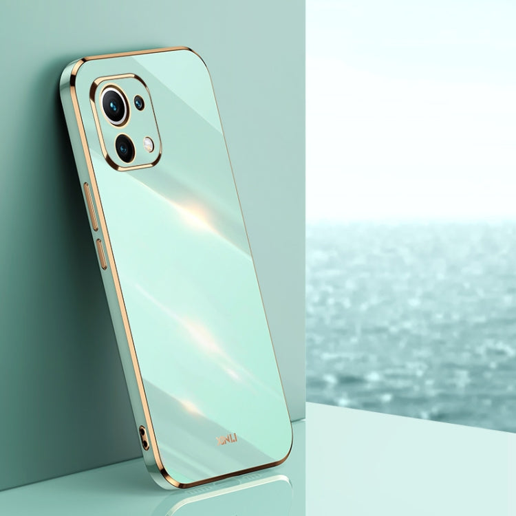 For Xiaomi Mi 11 XINLI Straight 6D Plating Gold Edge TPU Shockproof Case(Mint Green) - Xiaomi Cases by XINLI | Online Shopping UK | buy2fix