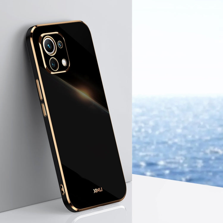 For Xiaomi Mi 11 Lite XINLI Straight 6D Plating Gold Edge TPU Shockproof Case(Black) - Xiaomi Cases by XINLI | Online Shopping UK | buy2fix