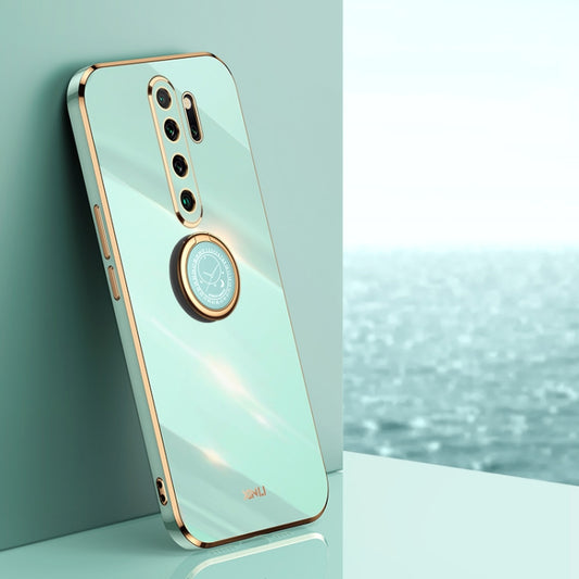 For Xiaomi Redmi Note 8 Pro XINLI Straight 6D Plating Gold Edge TPU Shockproof Case with Ring Holder(Mint Green) - Xiaomi Cases by XINLI | Online Shopping UK | buy2fix