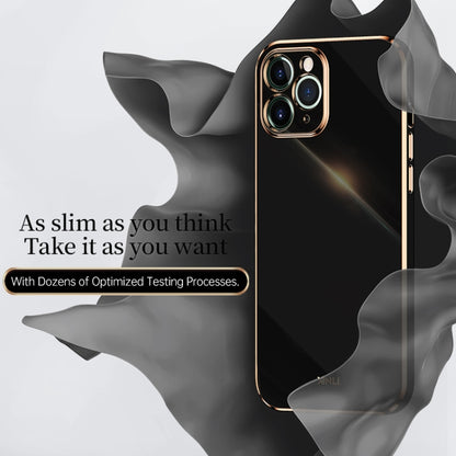 For iPhone 12 XINLI Straight 6D Plating Gold Edge TPU Shockproof Case(Black) - iPhone 12 / 12 Pro Cases by XINLI | Online Shopping UK | buy2fix