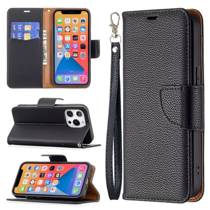 For iPhone 13 Pro Litchi Texture Pure Color Horizontal Flip Leather Case with Holder & Card Slots & Wallet & Lanyard (Black) - iPhone 13 Pro Cases by buy2fix | Online Shopping UK | buy2fix