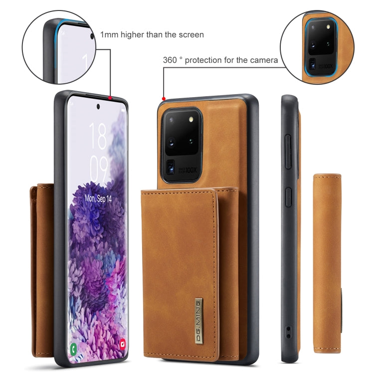 For Samsung Galaxy S20 Ultra DG.MING M1 Series 3-Fold Multi Card Wallet  Back Cover Shockproof Case with Holder Function(Brown) - Galaxy Phone Cases by DG.MING | Online Shopping UK | buy2fix