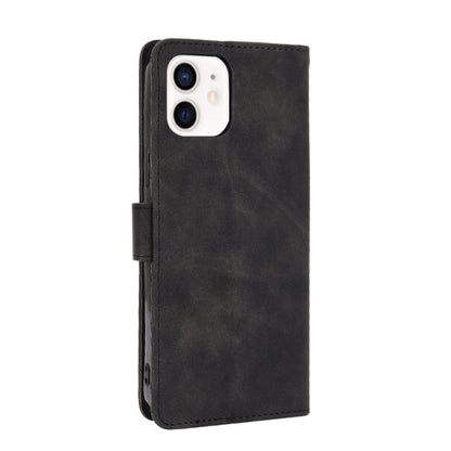 For iPhone 13 mini Solid Color Skin Feel Magnetic Buckle Horizontal Flip Calf Texture PU Leather Case with Holder & Card Slots & Wallet (Black) - iPhone 13 mini Cases by buy2fix | Online Shopping UK | buy2fix