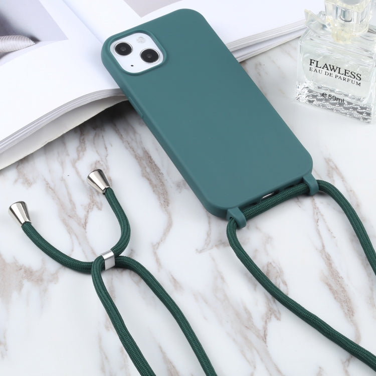 For iPhone 13 mini Candy Colors TPU Protective Case with Lanyard (Dark Green) - iPhone 13 mini Cases by buy2fix | Online Shopping UK | buy2fix