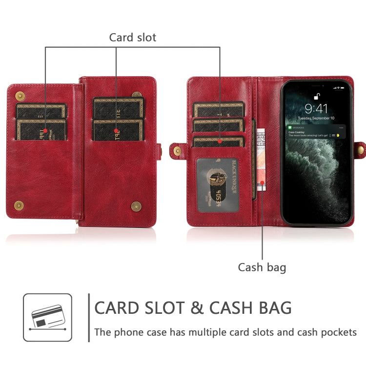 For iPhone 13 Pro Strong Magnetic Detachable Horizontal Flip Leather Case with Card Slots & Wallet (Red) - iPhone 13 Pro Cases by buy2fix | Online Shopping UK | buy2fix