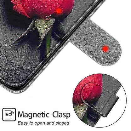 For iPhone 13 Pro Max Voltage Colored Drawing Magnetic Clasp Horizontal Flip PU Leather Case with Holder & Card Slots (C14 Black Water Drop Rose) - iPhone 13 Pro Max Cases by buy2fix | Online Shopping UK | buy2fix