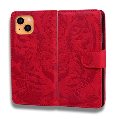 For iPhone 13 mini Tiger Embossing Pattern Horizontal Flip Leather Case with Holder & Card Slots & Wallet (Red) - iPhone 13 mini Cases by buy2fix | Online Shopping UK | buy2fix