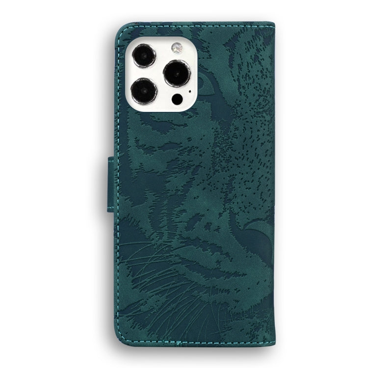 For iPhone 13 Pro Max Tiger Embossing Pattern Horizontal Flip Leather Case with Holder & Card Slots & Wallet (Green) - iPhone 13 Pro Max Cases by buy2fix | Online Shopping UK | buy2fix