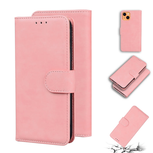 For iPhone 13 Skin Feel Pure Color Horizontal Flip Leather Case with Holder & Card Slots & Wallet(Pink) - iPhone 13 Cases by buy2fix | Online Shopping UK | buy2fix