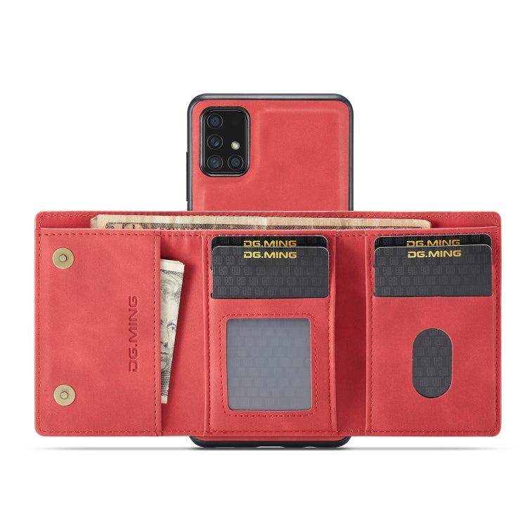 For Samsung Galaxy A71 DG.MING M1 Series 3-Fold Multi Card Wallet  Back Cover Shockproof Case with Holder Function(Red) - Galaxy Phone Cases by DG.MING | Online Shopping UK | buy2fix