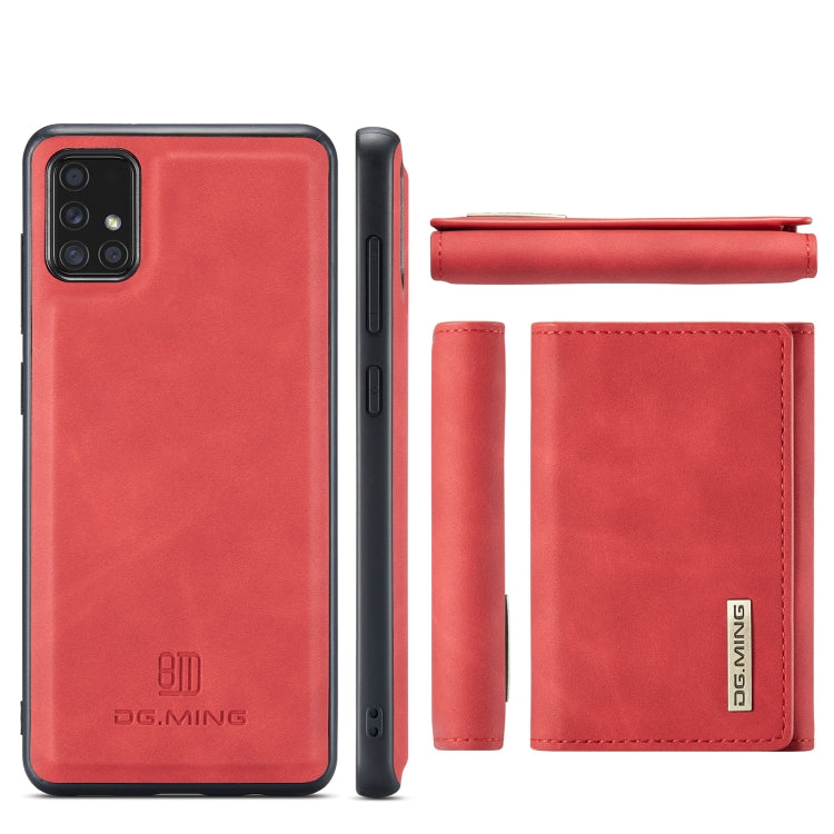 For Samsung Galaxy A71 DG.MING M1 Series 3-Fold Multi Card Wallet  Back Cover Shockproof Case with Holder Function(Red) - Galaxy Phone Cases by DG.MING | Online Shopping UK | buy2fix