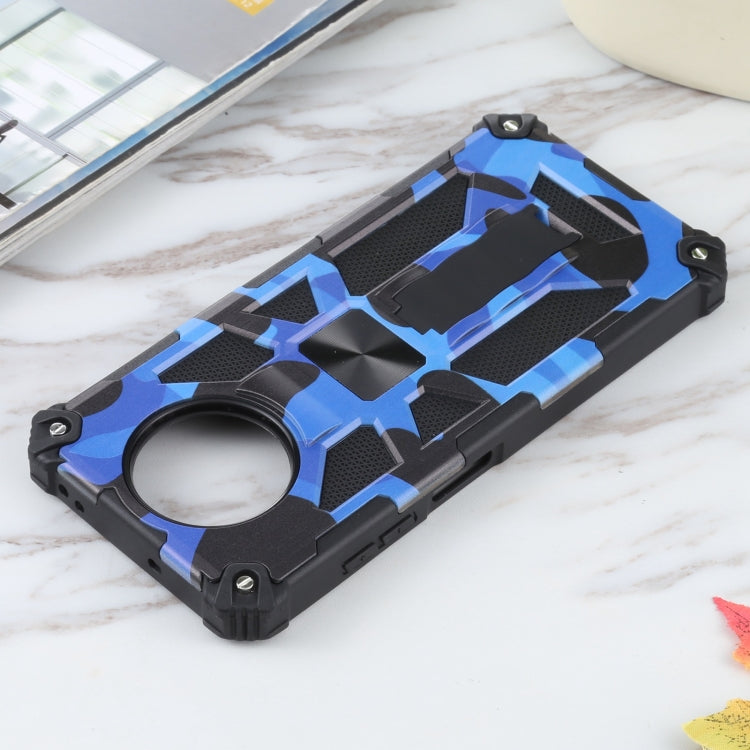 For Xiaomi Poco X3 NFC Camouflage Armor Shockproof TPU + PC Magnetic Protective Case with Holder(Blue) - Xiaomi Cases by buy2fix | Online Shopping UK | buy2fix