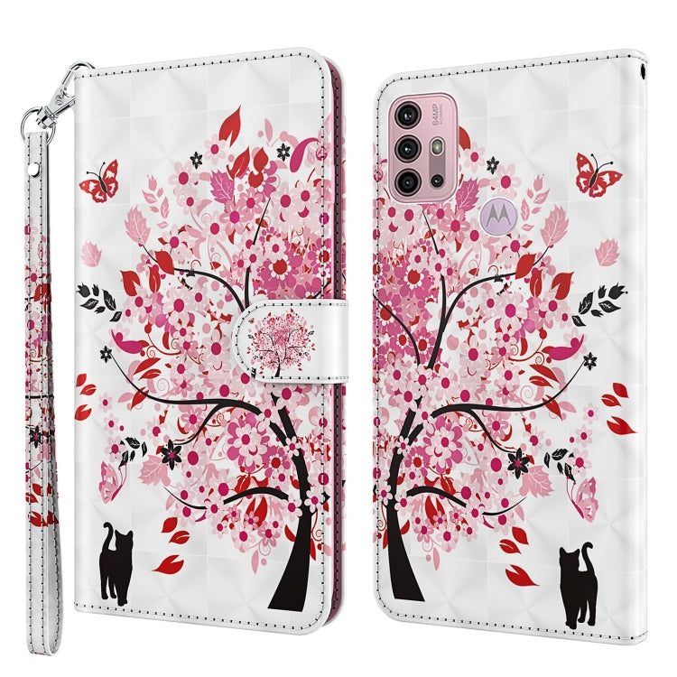 For Motorola Moto G30/G10/G20 3D Painting Pattern Horizontal Flip TPU + PU Leather Case with Holder & Card Slots & Wallet(Cat Under The Tree) - Motorola Cases by buy2fix | Online Shopping UK | buy2fix