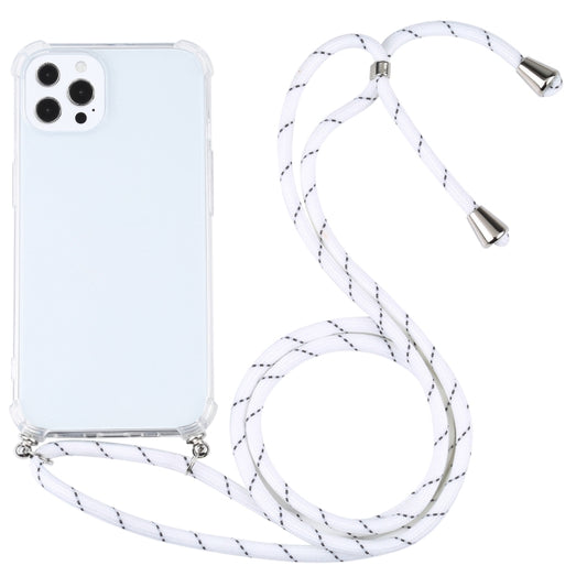 For iPhone 13 Pro Max Four-corner Shockproof Transparent TPU Protective Case with Lanyard (White Thin Black) - iPhone 13 Pro Max Cases by buy2fix | Online Shopping UK | buy2fix