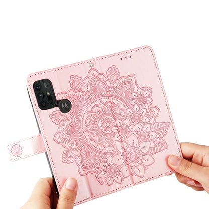 7-petal Flowers Embossing Pattern Horizontal Flip PU Leather Case with Holder & Card Slots & Wallet & Photo Frame For Motorola Moto G30 / G10 / G10 Power / G20(Rose Gold) - Motorola Cases by buy2fix | Online Shopping UK | buy2fix