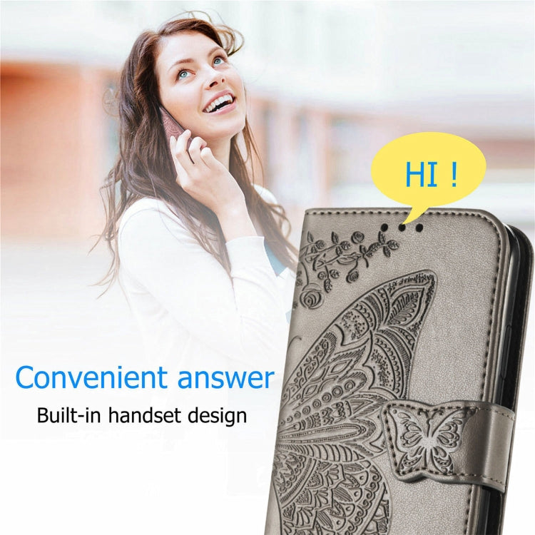 Butterfly Love Flowers Embossed Horizontal Flip Leather Case with Holder & Card Slots & Wallet & Lanyard For CUBOT Note 20(Gray) - More Brand by buy2fix | Online Shopping UK | buy2fix