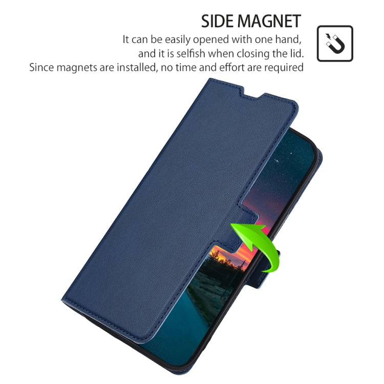 For iPhone 13 Pro Max Ultra-thin Voltage Side Buckle PU + TPU Horizontal Flip Leather Case with Holder & Card Slot (Blue) - iPhone 13 Pro Max Cases by buy2fix | Online Shopping UK | buy2fix