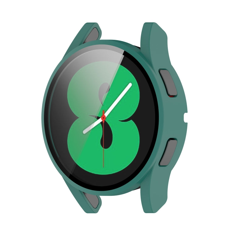 For Samsung Galaxy Watch4 44mm PC Protective Case with Tempered Glass Film(Green) - Watch Cases by buy2fix | Online Shopping UK | buy2fix