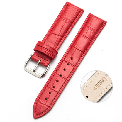 18mm Two-layer Cowhide Leather Bamboo Joint Texture Watch Band(Red) - Watch Bands by buy2fix | Online Shopping UK | buy2fix