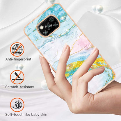 For Xiaomi Poco X3 NFC Electroplating Marble Pattern Dual-side IMD TPU Shockproof Case(Green 004) - Xiaomi Cases by buy2fix | Online Shopping UK | buy2fix