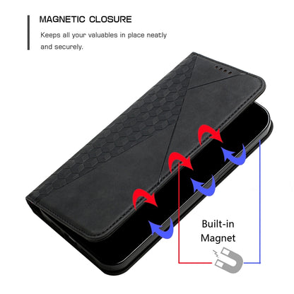 For Xiaomi Poco M3 / Redmi 9T Diamond Pattern Splicing Skin Feel Magnetic Horizontal Flip Leather Case with Card Slots & Holder & Wallet(Black) - Xiaomi Cases by buy2fix | Online Shopping UK | buy2fix