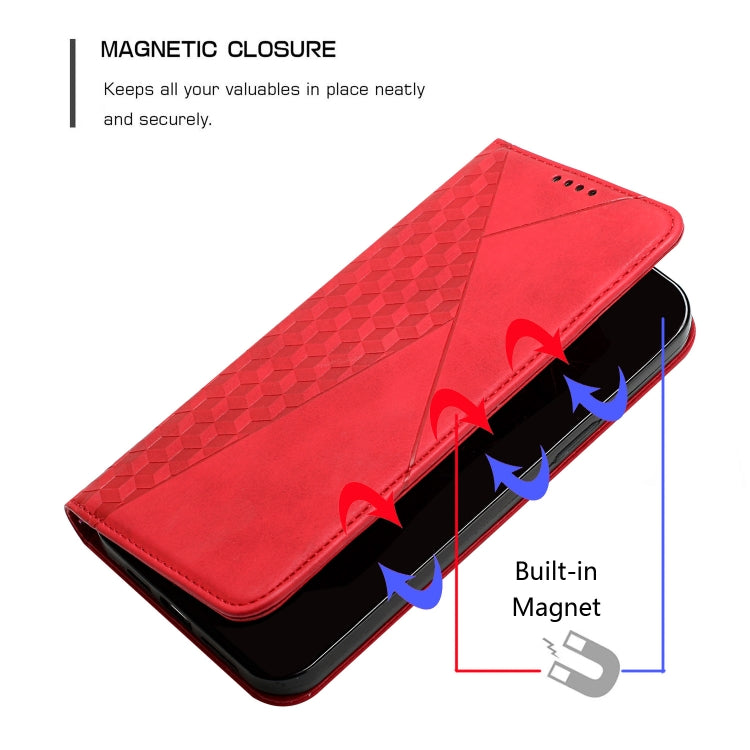 For Motorola Moto G30 / G10 Diamond Pattern Splicing Skin Feel Magnetic Horizontal Flip Leather Case with Card Slots & Holder & Wallet(Red) - Motorola Cases by buy2fix | Online Shopping UK | buy2fix