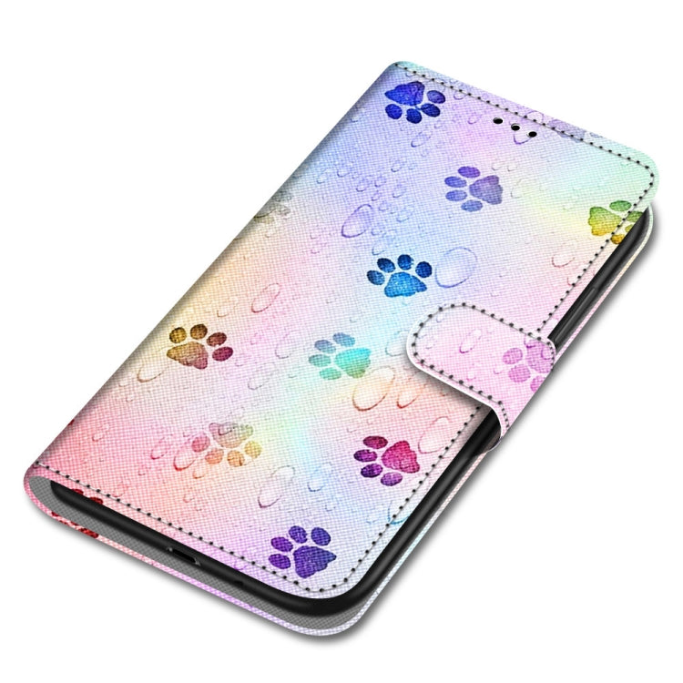 For Huawei P50 Pro Coloured Drawing Cross Texture Horizontal Flip PU Leather Case with Holder & Card Slots & Wallet & Lanyard(Footprint Water Drops) - Huawei Cases by buy2fix | Online Shopping UK | buy2fix