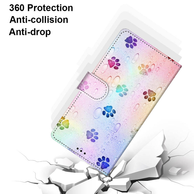 For OPPO A54 5G / A74 5G / A93 5G / A93s 5G Coloured Drawing Cross Texture Horizontal Flip PU Leather Case with Holder & Card Slots & Wallet & Lanyard(Footprint Water Drops) - OPPO Cases by buy2fix | Online Shopping UK | buy2fix