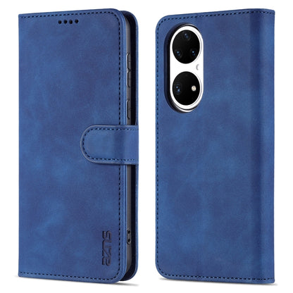 For Huawei P50 Pro AZNS Skin Feel Calf Texture Horizontal Flip Leather Case with Card Slots & Holder & Wallet(Blue) - Huawei Cases by AZNS | Online Shopping UK | buy2fix