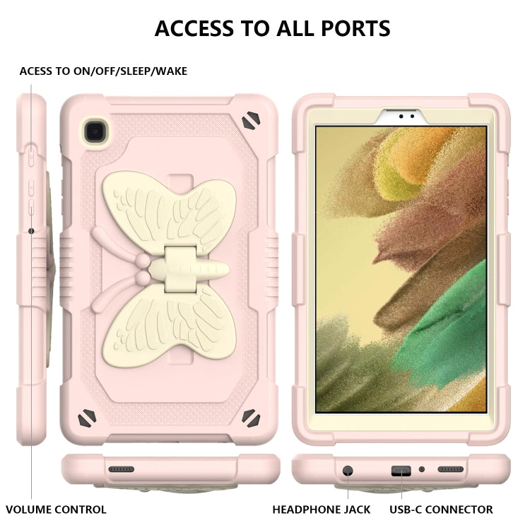 Beige PC + Silicone Anti-drop Protective Case with Butterfly Shape Holder & Pen Slot For Samsung Galaxy Tab A7 Lite 8.7 SM-T220 / SM-T225(Beige + Rose Pink) - Tab A7 Lite T220 / T225 by buy2fix | Online Shopping UK | buy2fix