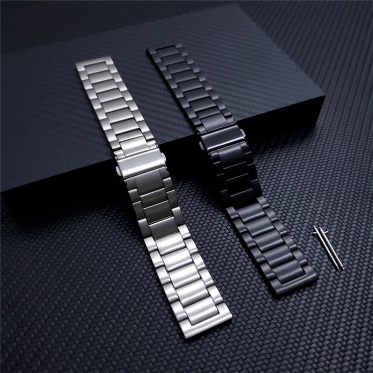 For Xiaomi Haylou RS3 / Suunto 9 Peak 22mm Universal Titanium Alloy Three Plants Flat Buckle Watch Band(Black) - Watch Bands by buy2fix | Online Shopping UK | buy2fix