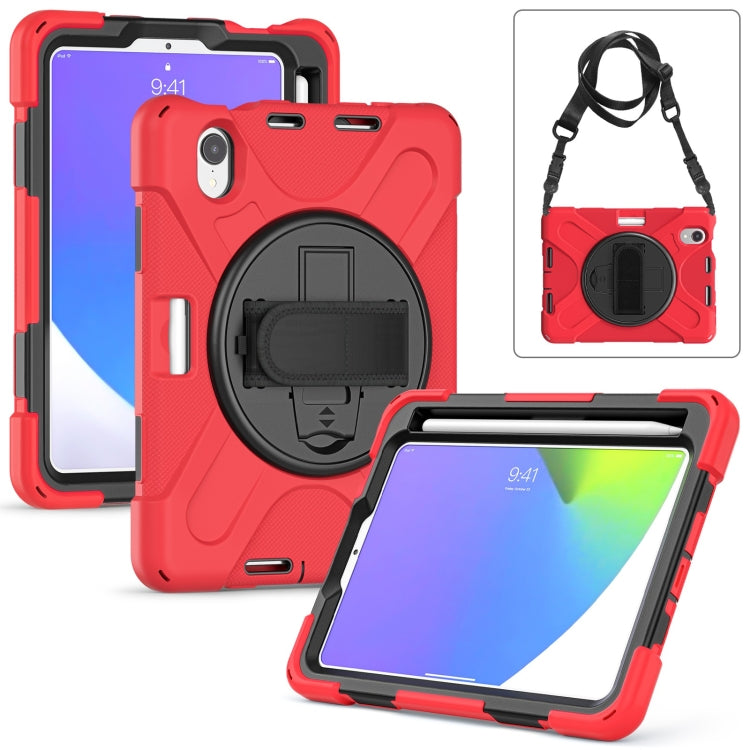 For iPad mini 6 Silicone + PC Protective Tablet Case with Holder & Shoulder Strap(Red) - iPad mini 6 Cases by buy2fix | Online Shopping UK | buy2fix