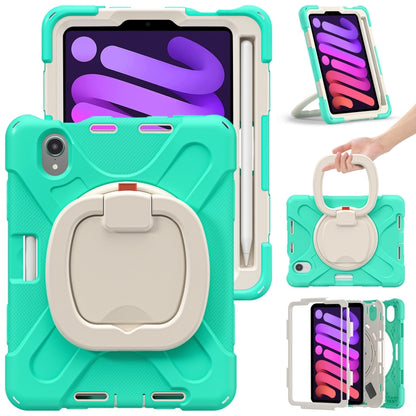 For iPad mini 6 Silicone + PC Protective Tablet Case with Holder & Shoulder Strap(Mint Green) - iPad mini 6 Cases by buy2fix | Online Shopping UK | buy2fix