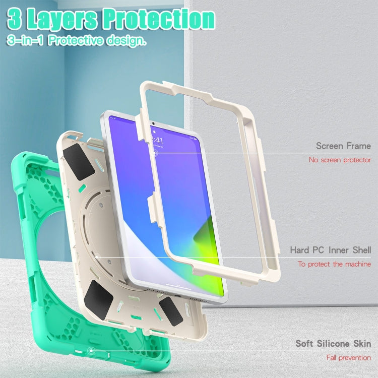 For iPad mini 6 Silicone + PC Protective Tablet Case with Holder & Shoulder Strap(Mint Green) - iPad mini 6 Cases by buy2fix | Online Shopping UK | buy2fix