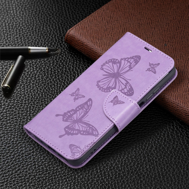 For Xiaomi Redmi 10 Two Butterflies Embossing Pattern Horizontal Flip Leather Case with Holder & Card Slot & Wallet & Lanyard(Purple) - Xiaomi Cases by buy2fix | Online Shopping UK | buy2fix