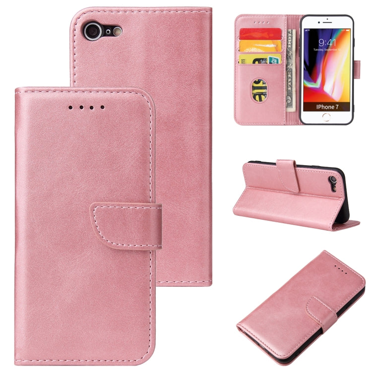 For iPhone SE 2022 / SE 2020 / 8 / 7 Calf Texture Buckle Horizontal Flip Leather Case with Holder & Card Slots & Wallet(Rose Gold) - iPhone SE 2022 / 2020 / 8 / 7 Cases by buy2fix | Online Shopping UK | buy2fix