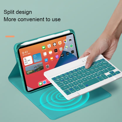 HK006D Square Keys Detachable Bluetooth Solid Color Keyboard Leather Tablet Case with Colorful Backlight & Holder for iPad mini 6(Dark Green) - For iPad mini by buy2fix | Online Shopping UK | buy2fix