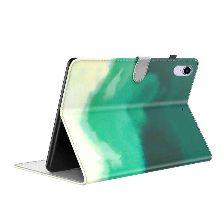 For iPad mini 6 Watercolor Pattern Skin Feel Magnetic Horizontal Flip PU Leather Tablet Case with Holder & Card Slots & Photo Frame(Cyan Green) - iPad mini 6 Cases by buy2fix | Online Shopping UK | buy2fix