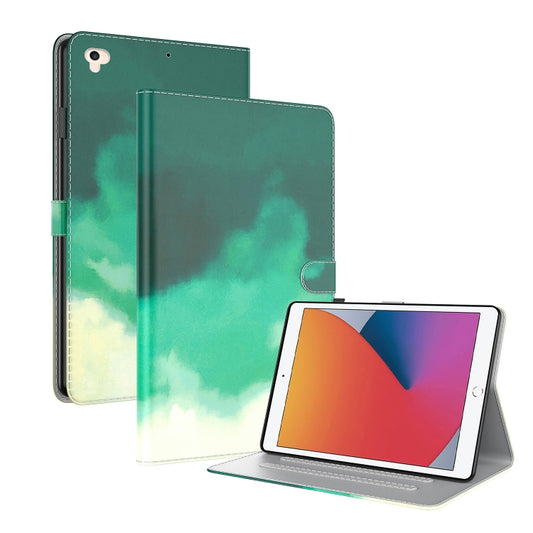 Watercolor Pattern Skin Feel Magnetic Horizontal Flip PU Leather Case with Holder & Card Slots & Photo Frame & Sleep / Wake-up Function For iPad 9.7 (2018 & 2017) / Air 2 / Air(Cyan Green) - iPad 9.7 (2018) & (2017) Cases by buy2fix | Online Shopping UK | buy2fix