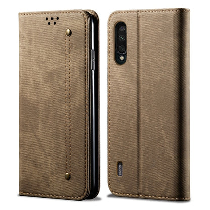 For Xiaomi Mi CC9 / Mi 9 Lite Denim Texture Casual Style Horizontal Flip Leather Case with Holder & Card Slots & Wallet(Khaki) - Xiaomi Cases by buy2fix | Online Shopping UK | buy2fix